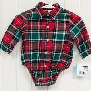 Little Me Plaid Flannel Shirt Onsie